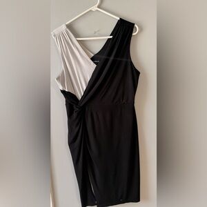 Valerie Bertinelli One Shoulder Black and White Dress